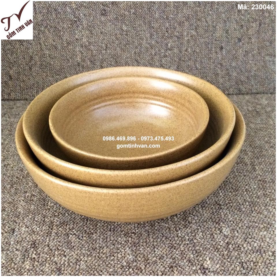 Tô tròn đựng canh men nâu - 230046