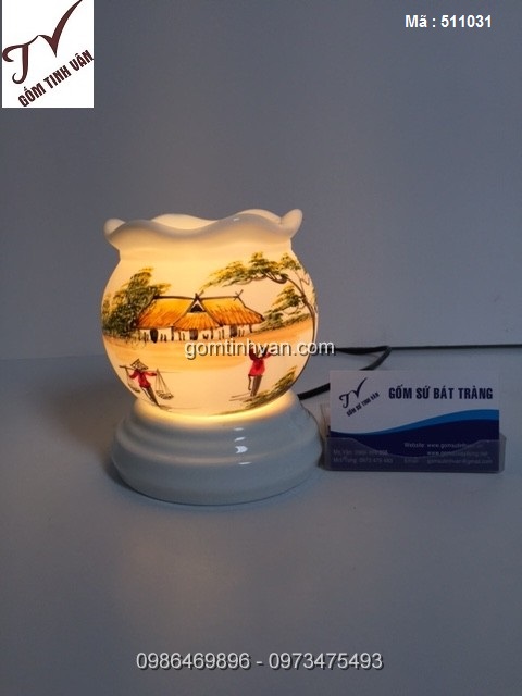 Đèn xông tinh dầu điện vẽ cảnh Đồng Quê - 511031