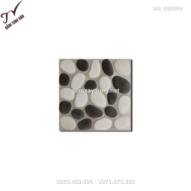 Đá suối lát nền màu đen trắng - DSN004