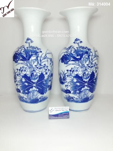 Tiểu Lộc Bình men Trắng vẽ Hoa Sen - 314004