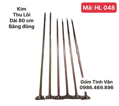 Kim thu lôi, dài 80 cm, bằng đồng, gắn vào hồ lô chống sét, rất bền, Gốm Tinh Vân