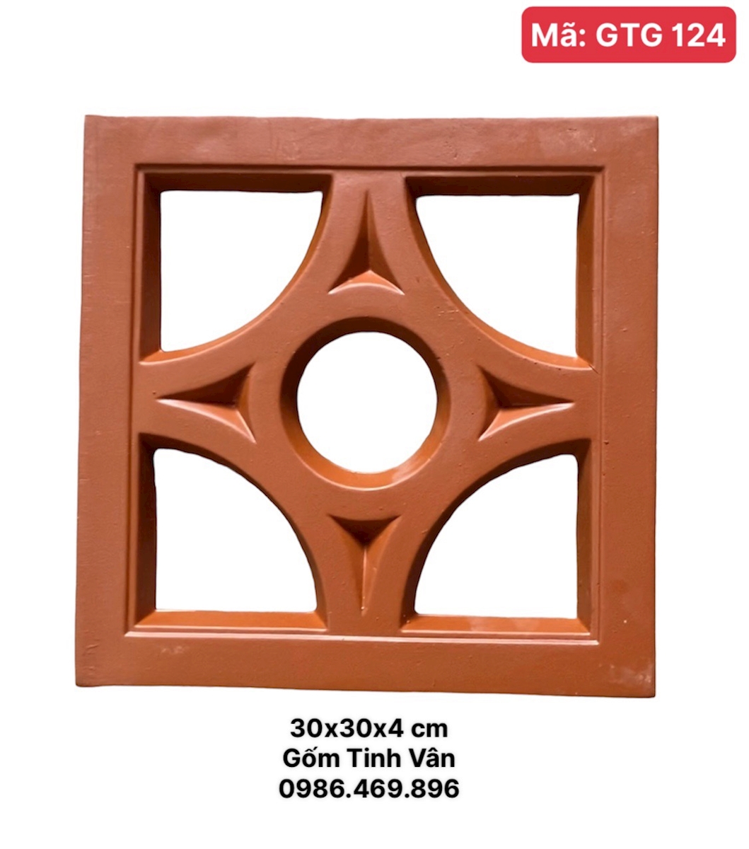 Gạch thông gió hauydi, 30x30x4 cm, mã GTG124, gốm sứ xây dựng bát tràng tinh vân