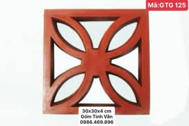 Gạch thông gió hoa chanh 4 cánh, 30x30x4 cm, mã GTG125, gốm sứ xây dựng bát tràng tinh vân