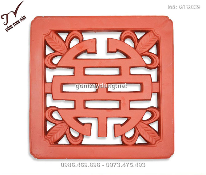 Gạch hoa roi chữ thọ 40cm - GTG029
