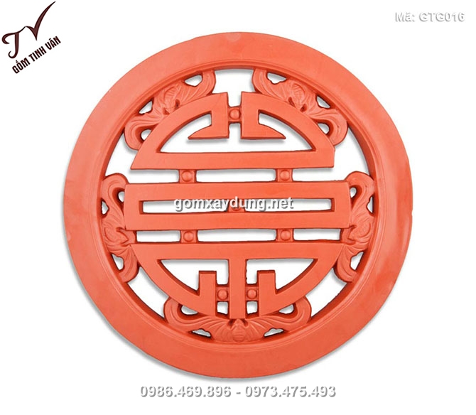 Gạch hoa tròn chữ thọ 40cm - GTG016